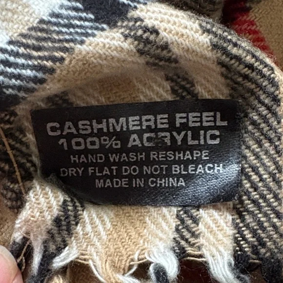 Scarf - Plaid Checkered Tan/black Scarf - Picture 2 of 4